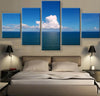 Frame 5 Panels Painting For Living Room Decor Decor Modular High Quality Pictures Wall Pictures For living room, Color - Sky Blue