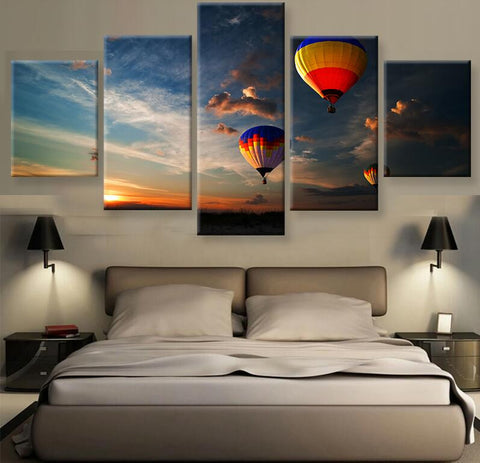 Frame 5 Panels Painting For Living Room Decor Decor Modular High Quality Pictures Wall Pictures For living room, Color - Black
