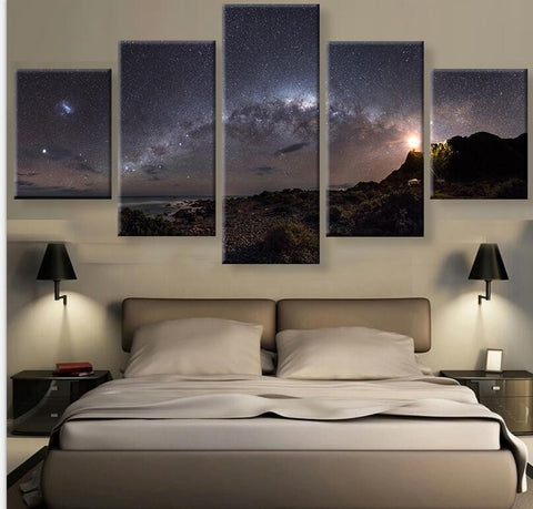 Frame 5 Panels Painting For Living Room Decor Decor Modular High Quality Pictures Wall Pictures For living room, Color - Dark Gray