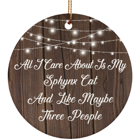 All I Care About Is My Sphynx Cat & 3 People - Ceramic Circle Ornament