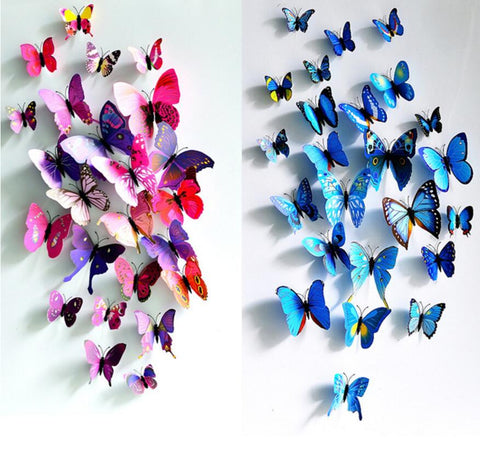Free shipping 12pcs PVC 3d Butterfly wall decor cute Butterflies wall stickers art Decals home Decoration