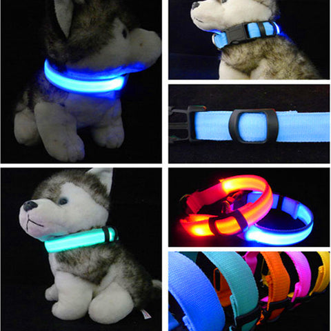 Nylon Pet LED Dog Collar Night Safety LED Flashing Glow LED Pet Supplies Pet Cat Collars Dog Accessories For Small Dogs Harness