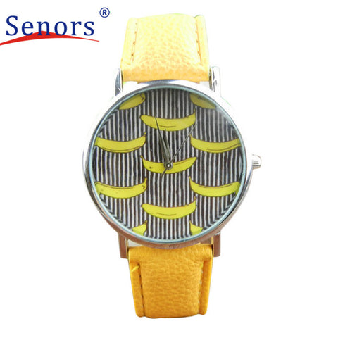 Superior New Fashion  Banana Pattern Leather Band Analog Quartz Wrist Watches June 1