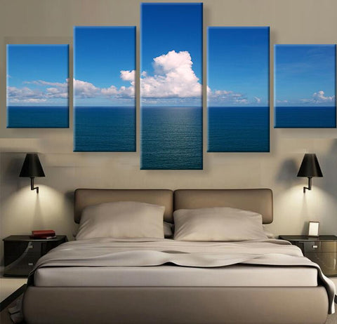 Frame 5 Panels Painting For Living Room Decor Decor Modular High Quality Pictures Wall Pictures For living room, Color - White