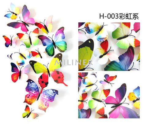 Free shipping 12pcs PVC 3d Butterfly wall decor cute Butterflies wall stickers art Decals home Decoration - Free + Shipping